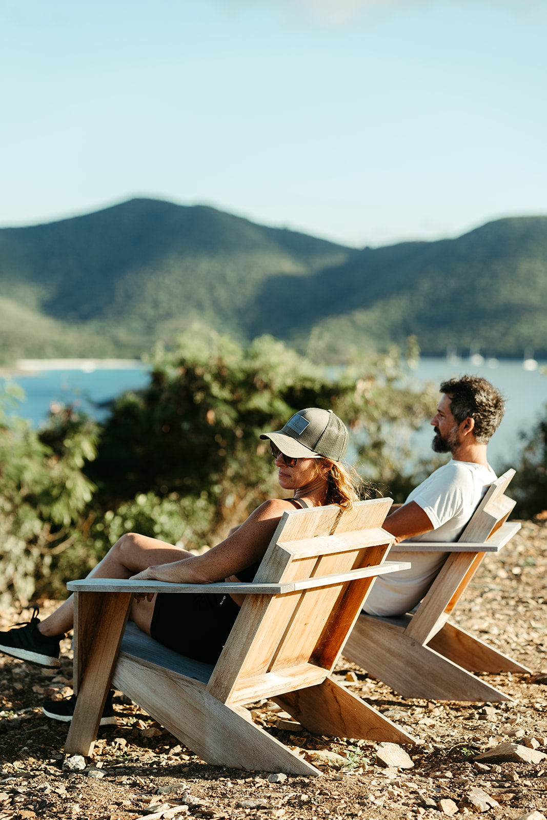 Guests hiking a scenic trail on Lovango Cay