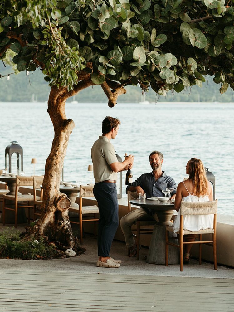 Waterfront dining at Lovango Resort & Beach Club